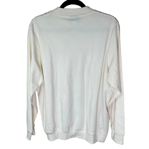 Nwot Bon Worth Embroidered Grandma Sweater Cream and Brown Size M - Picture 4 of 5